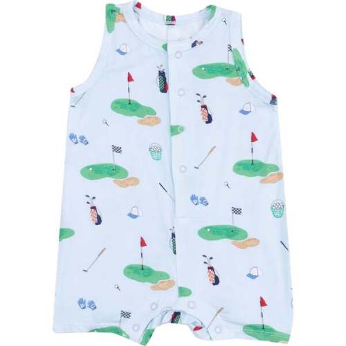 Sleeveless Shortie Romper, Golf Things Blue - Angel Dear | Maisonette