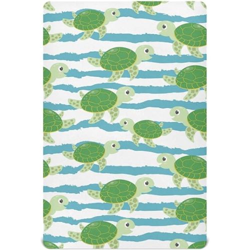 Cute Sea Turtle Crib Sheets for Boys Girls, 52x28 Inch Soft and Breathable Pack n Play Sheets, Portable Mini Stretchy Cribs Sheets