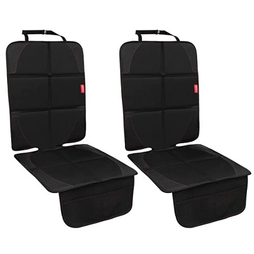 MORROLS Car Seat Protector, 2 Pack Seat Protector Carseat with Thickest Padding, Baby/Pets Car Seat Protector for Child Car Seat-Mesh Pockets-Waterproof-Universal Size(Black)