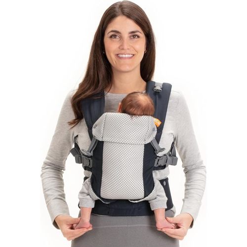 Beco Gemini Baby Carrier from Newborn to Toddler - Certified Ergonomic Newborn Baby Carrier for Infants and Children of 7-35 lbs - M Shape, Adjustable Seat, Breathable 3D Mesh (Cool Navy)