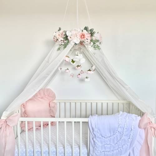 Flower Canopy, crib canopy, princess canopy, floral canopy, flower mobile, floral mobile, baby mobile