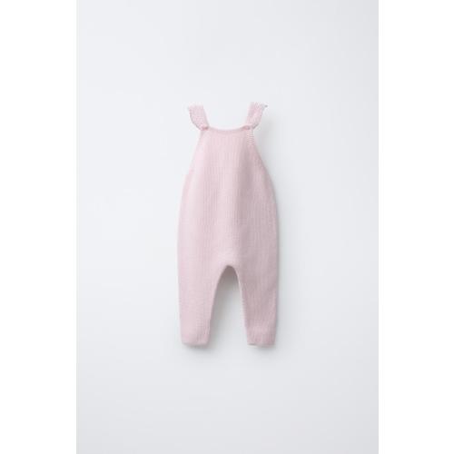 CROCHET STRAP KNIT OVERALLS - Chalk pink | ZARA United States