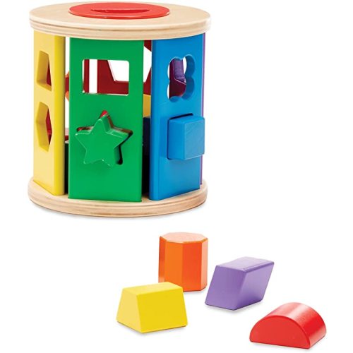 Melissa & Doug Match and Roll Shape Sorter - Classic Wooden Toy