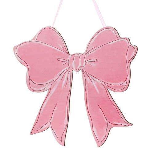 Charming Pink Bow Wall Hanging Decor Perfect for Nursery, Kids Room, or Baby Shower Decorations, 12x12 inches