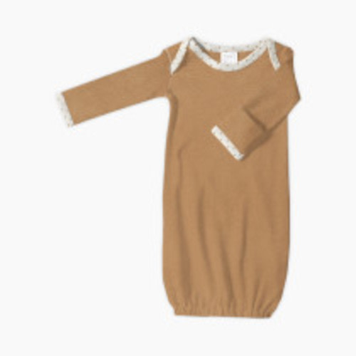SwaddleDesigns Cotton Knit Long-sleeve Pajama Gown with Mitten Cuffs - Heathered Butterum, 0-3 M