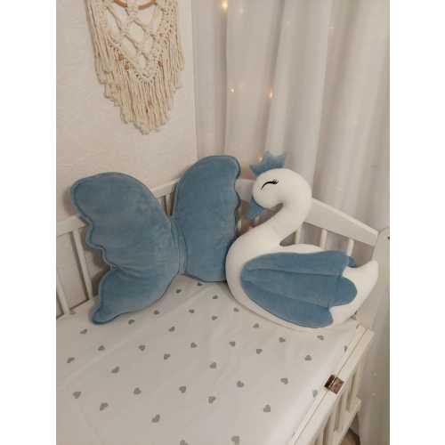 Handmade Velvet Swan & Butterfly Set - Luxury Nursery Decor - Soft Plush Toy - Baby Shower Gift - Ships from France in 24h - Free Worldwide