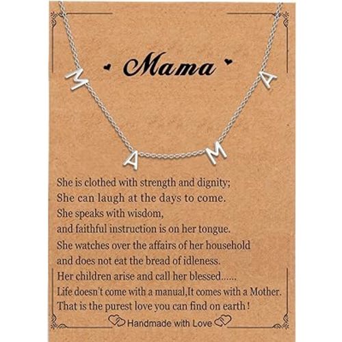 SKQIR Mama Necklaces For Women, Gold Plated Momma Mom Necklace,Pregnant Pregnancy Gifts For Expecting Mom, First Time New Mom Gifts,Mommy Mama To Be Gifts,Postpartum Gifts For Mom After Giving Birth