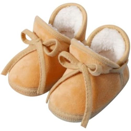 Baby Booties Newborn Fleece First Walking Shoes Non-Slip Sole Slippers Cozy Warm Booties for Infant Toddler Boys Girls