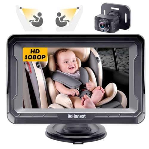 DoHonest Baby Car Camera HD 1080P - Rear-Facing Car Baby Monitor with Night Vision, Adjustable View Angle, Easy Setup, Anti-Glare Display, Safety for Kids & Infants