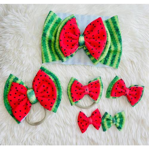 Watermelon Baby and Toddler Bow on Headwraps, Headbands, Clip Ons