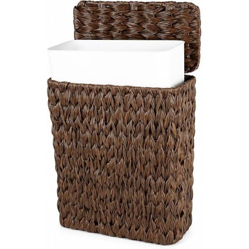 Brown Wicker Trash Can