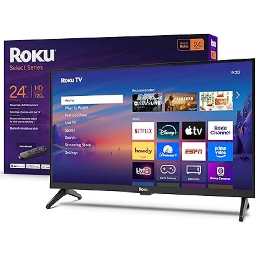 Roku Smart TV – 24-Inch Select Series, 720p HD TV – Roku TV with Voice Remote – Flat Screen LED Television with Wi-Fi for Streaming Live Local News, Sports, Family Entertainment