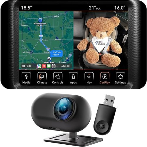 JOYTUTUS Baby Car Camera with Wireless CarPlay Adapter, Baby Car Monitor