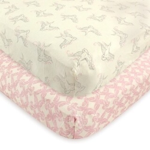 Touched by Nature Baby Girl Organic Cotton Crib Sheet, Bird, One Size - Bird - One Size