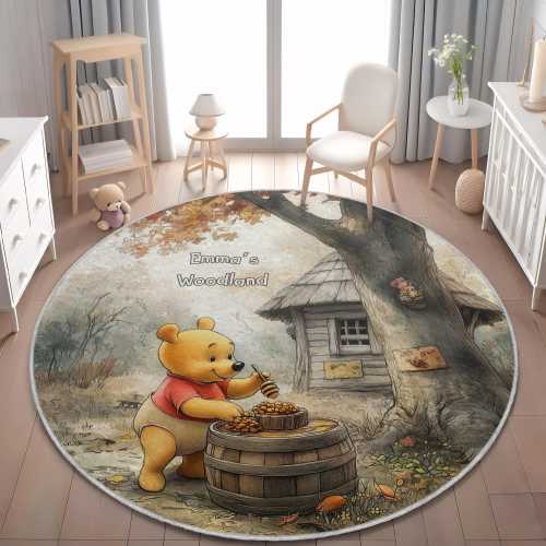 Personalized Winnie the Pooh Rug: Woodland Nursery Decor