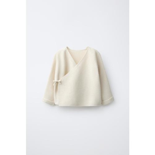 LINKS KNIT WRAP JACKET - Ecru | ZARA United States