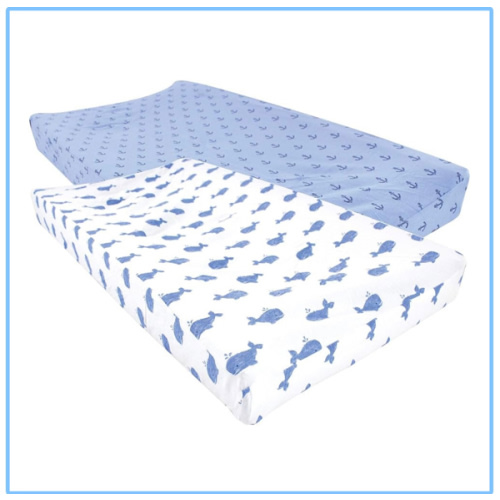 Hudson Baby Unisex Baby Cotton Changing Pad Cover, Blue Whale, One Size