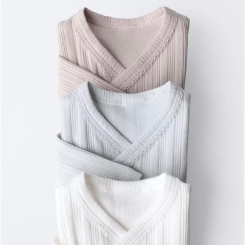 0-6 MONTHS/ THREE-PACK OF LONG SLEEVE KIMONO COLLAR BODYSUITS - Multicolored | ZARA Canada