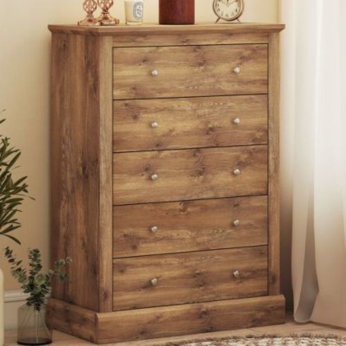 HOMCOM Farmhouse Dresser for Bedroom with 5 Drawers, 31" Wide Chest of Drawers