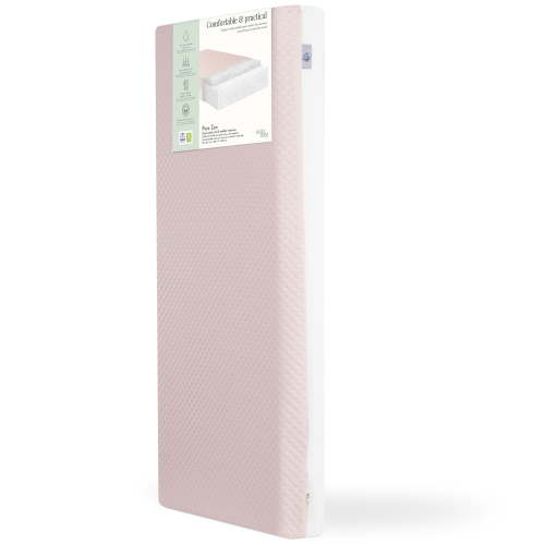 Evolur Pure Zen 2 in 1 Crib & Toddler Mattress, White and Pink, Greenguard Gold Certified