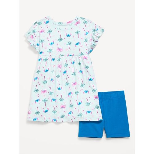 Disney© Ruffled Short-Sleeve Dress and Biker Shorts Set for Toddler Girls | Old Navy