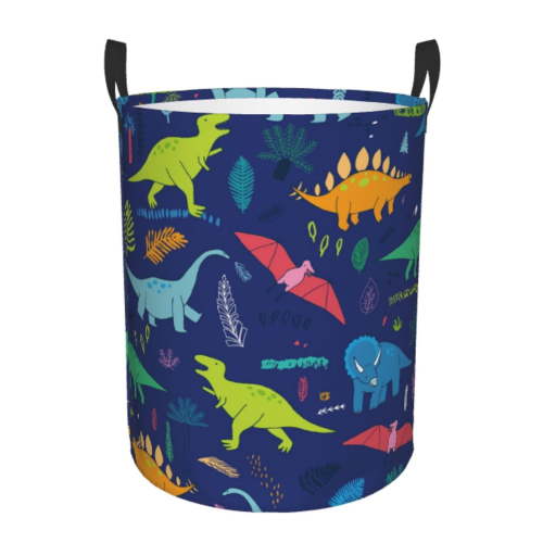 Honeii Dinosaurs Print Laundry Hamper Basket,Baby Nursery Woven Storage Basket for Toys Bin,Pillows,Blankets,Clothes-Medium
