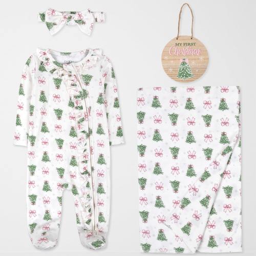 Baby Essentials First Christmas Baby Girls Knit 4-pc. Baby Clothing Set, Color: Ivory - JCPenney