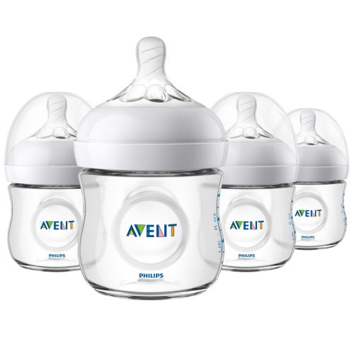 Philips Avent Natural Baby Bottle, Clear, 4oz, 4pk, SCF010/47