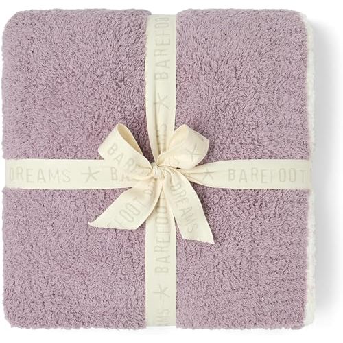 Barefoot Dreams® CozyChic® Contrast Tip Blanket, Juneberry-Pearl, 45"x60"