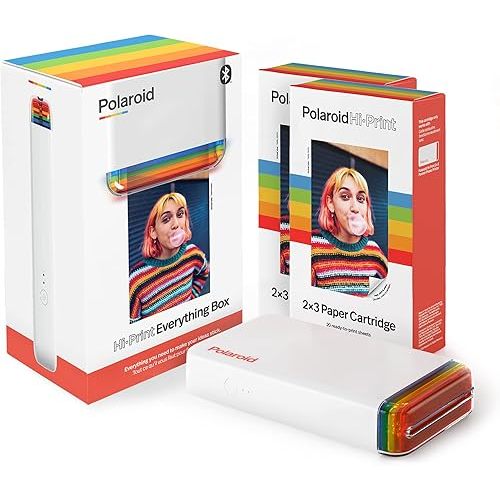Polaroid Hi-Print - Bluetooth Pocket Photo Printer + Paper Double Pack Bundle (40 Sheets)
