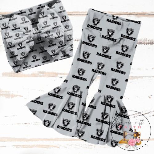 Raiders baby bummies, Headwrap or flare pants
