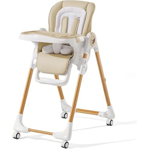 Mallify Convertible High Chairs for Babies and Toddlers, Height Adjustable Baby High Chair, High Chair with Removable Tray, Adjustable Backrest, Portable Baby Dinning Chair with Lockable Wheels