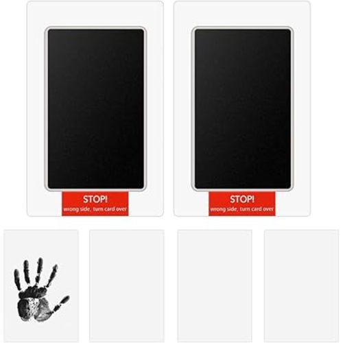 yuntop 2 Pack Inkless Hand and Footprint Kit Ink Pad for Baby Handprint or Footprints Dog Pet Paw Newborn Clean Touch Safe Print Stamp Pads Kit Inkless Hand Imprint Cards Family Memory Gift (Black)