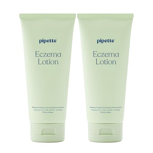 Pipette Baby Eczema Lotion Duo, Fragrance Free, 6 fl oz (Pack of 2) | Cream & Moisturizer - For Newborn & Kinds - Sensitive Skin - Non-Toxic & Hypoallergenic