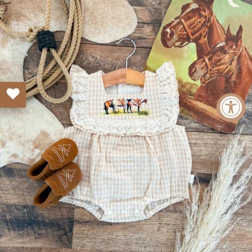 Saddle Up Horses Plaid Romper – theFRINGEDpineapple