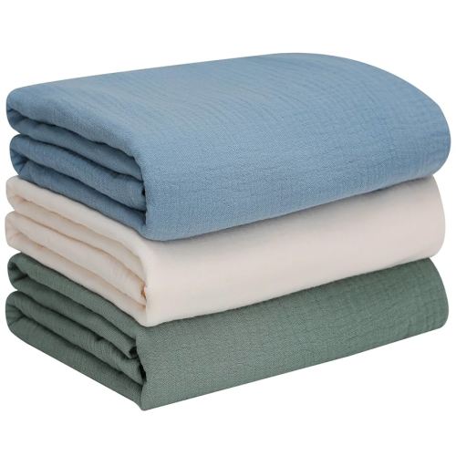 Baby Muslin Swaddle Blankets for Boys and Girls, 3-Pack Soft and Breathable Cotton Swaddles, Large 37 x 49 inches Receiving Blankets, Essentials for Newborns, Unisex 004