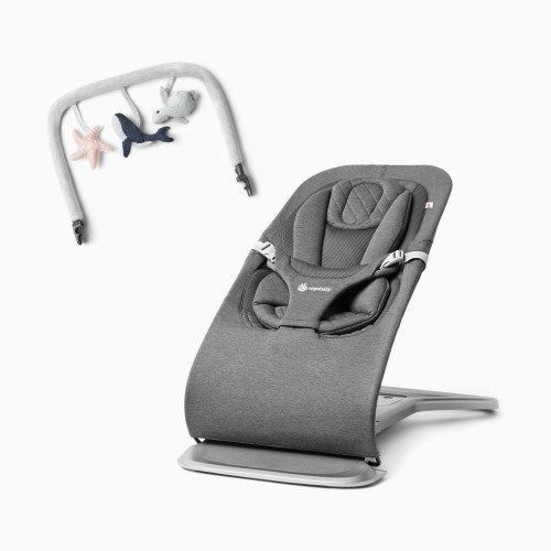 Ergobaby Evolve Bouncer & Toy Bar Bundle - Charcoal Grey