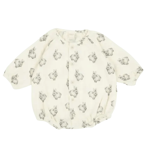 Minicoton Romper Rabbit Ecru