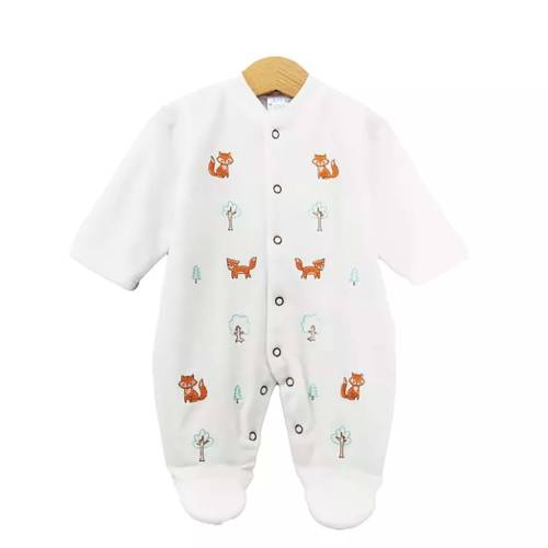 Embroidered Velour Baby Footie: All-Season Romper