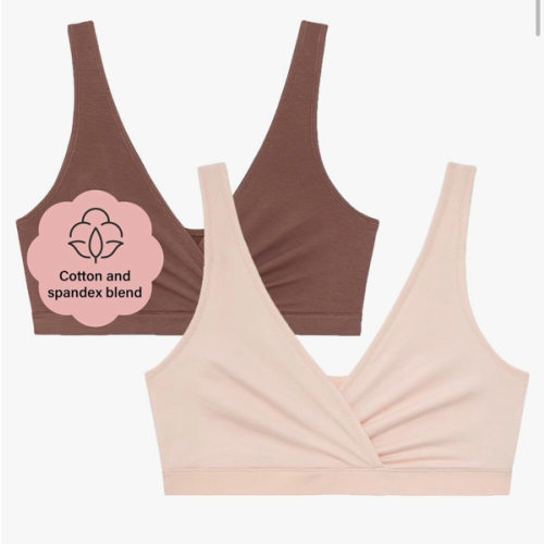 Motherhood Maternity Women's Soft Cotton Spandex Wrap Front Maternity & Nursing Sleep Bralette Bra S-3x