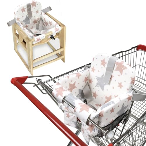 Shopping Cart Seat Cover for Baby, High Chair Cover for Restaurant Seat | Machine Washable Infant Toddler Buggy Seat Cover,Compatible with High Back Full Bucket Swing,Unisex
