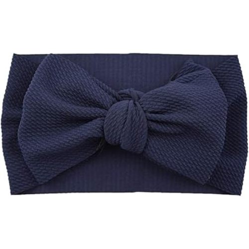 Baby Girl's Soft Big Bow knot Nylon Headband Toddler Hairband for Photography Travle Party Festivals (Navy Blue)