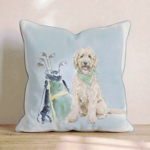 Golf Trip Goldendoodle Throw Pillow