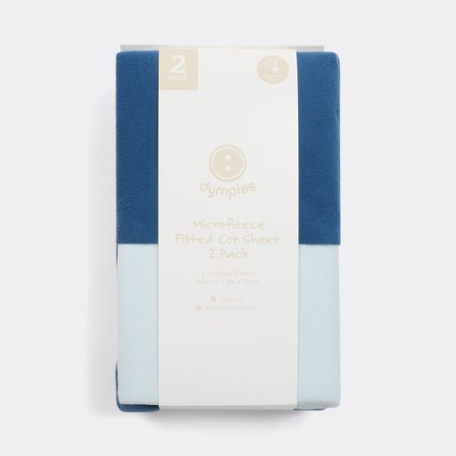 Dymples Microfleece Fitted Cot Sheet 2 Pack - Blue