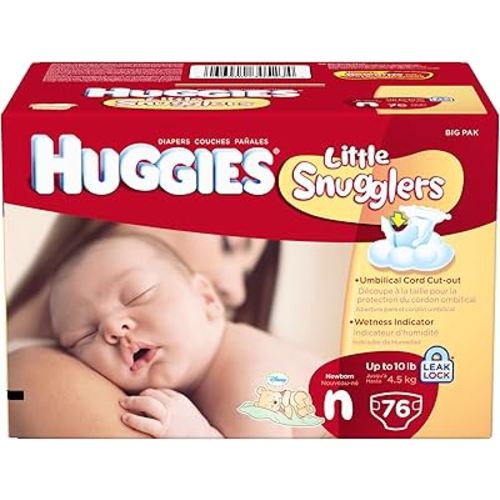 Huggies Little Snugglers Diapers for Newborn, Big Pack, 76 Count