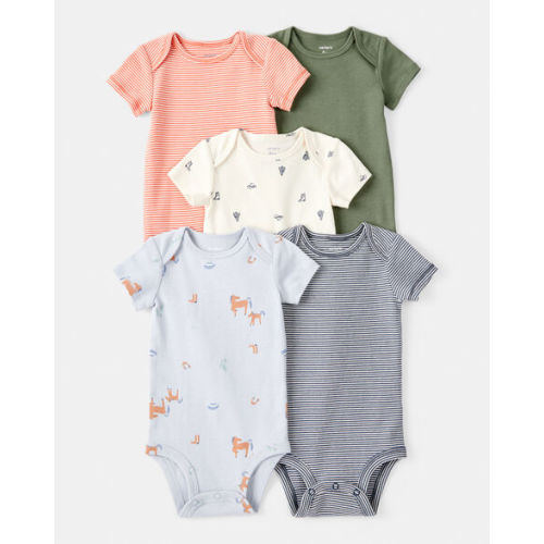 Baby Boy 5-Pack Cowboy Print Cotton Multipack Bodysuits - Blue/White/Orange/Green | Carter's