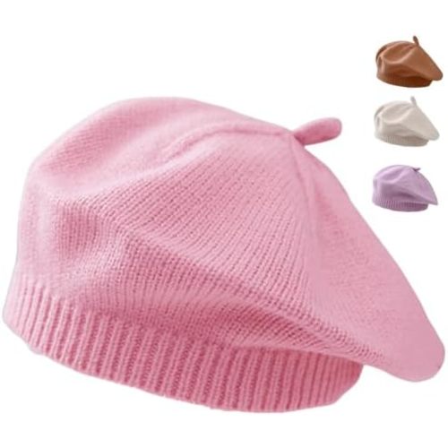 Baby Beret Hat Toddler Girls Fall Winter Warm Beanie Cap Little Girl French Artist Knit Hat for 0-12 Months