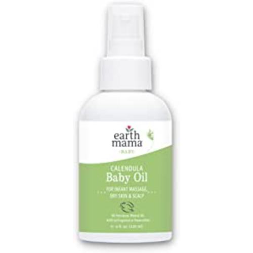 Amazon.com: Earth Mama Calendula Baby Oil | Massage Oil for Newborn Skin Care, Dry Skin & Scalp Moisturizer, Fragrance Free, 4-Fluid Ounce