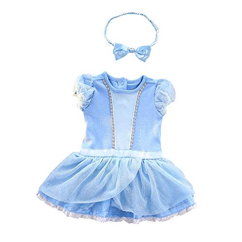 Dressy Daisy Princess Onesie Romper Fancy Dress Costume Halloween Birthday Bodysuit Outfit with Headband for Infant Baby Girl