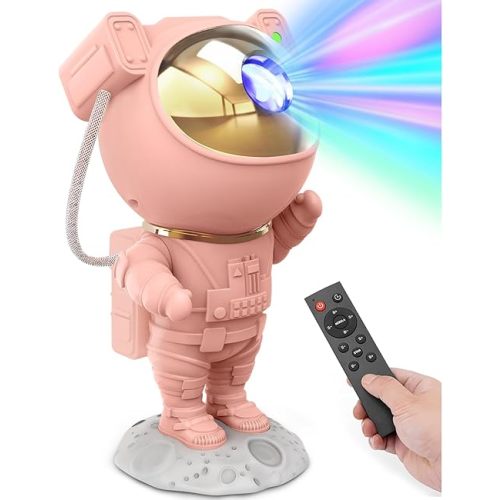 Cute Room Decor Aesthetic - Pink Astronaut Galaxy Projector for Teen Girls Bedroom, Star Projector Night Light with Remote, Kawaii Room Decor, 2025 Christmas Birthday Gifts for Teen Girls (Pink)